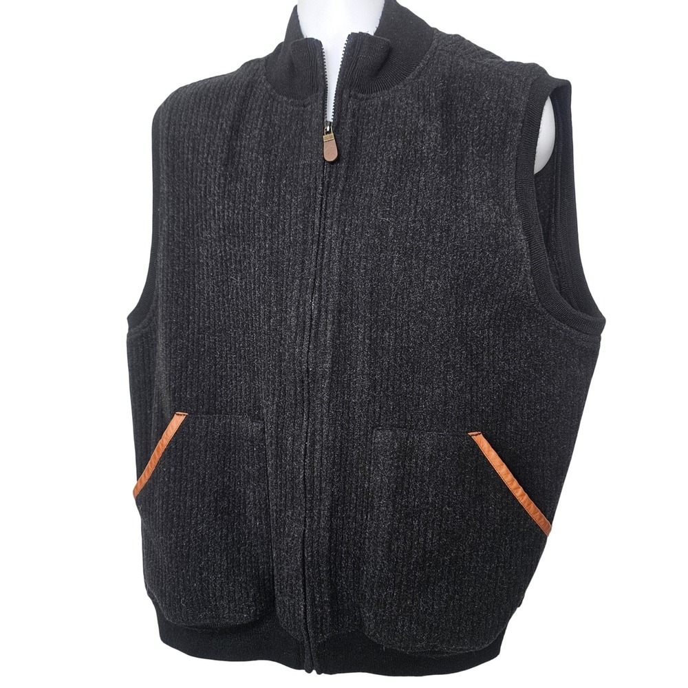 Orvis Mens Wool Cashmere Full Zip Vest XL Dark Gray Outdoor Gorpcore Classic